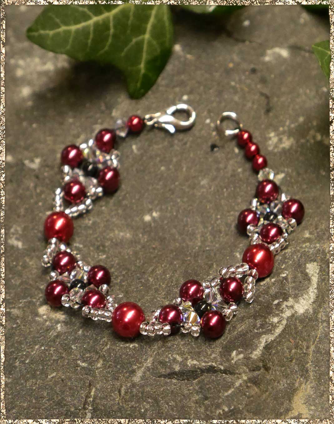 Armband Esmeralda bordeaux himbeer silber